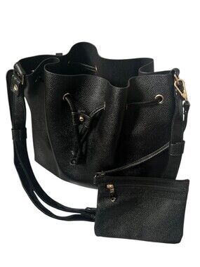 Bella Russo Black Drawstring Bucket Purse